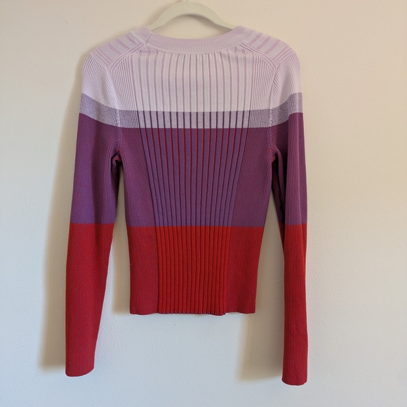 Banana Republic Raspberry Red Colorblock Ribbed Women's Sweater - Picture 3 of 4